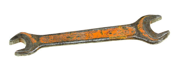 An old wrench isolated on a white background