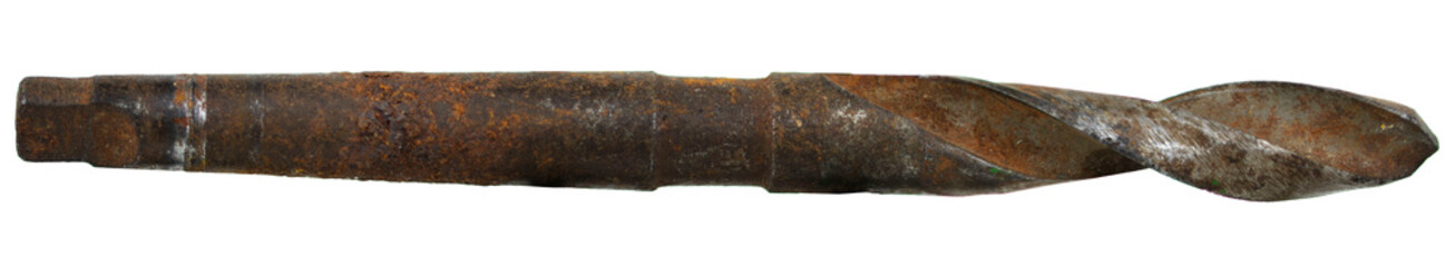 Old drill bit isolated on a white background