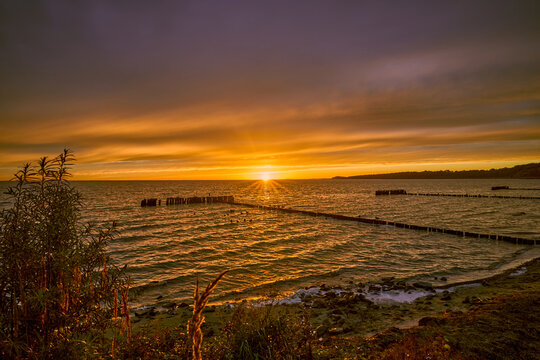 Kamminke, Germany, breathtaking sunsets on the coast