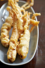 Fried ginseng on a plate 