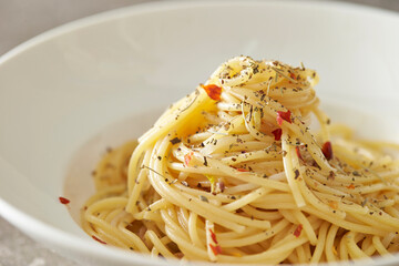 oil pasta on a plate 