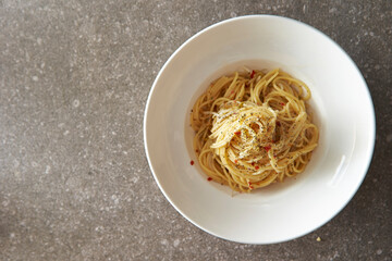oil pasta on a plate 
