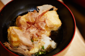 Stewed Soy Sauce Tofu on a Plate 