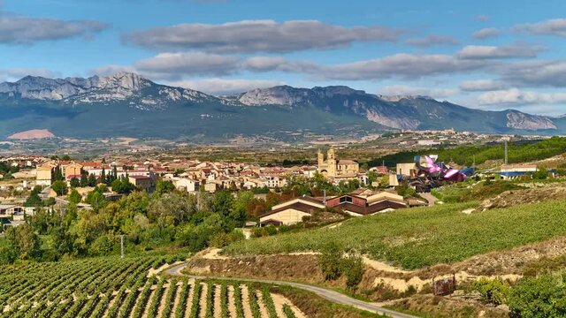 Time lapse of Elciego, Spain, at harvest time