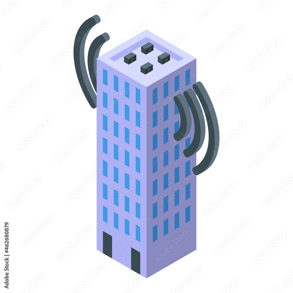 Poster office internet provider icon isometric vector. call server. wifi network