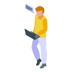 Data seo worker icon isometric vector. Digital engine. Business analysis