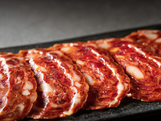 close up of salami