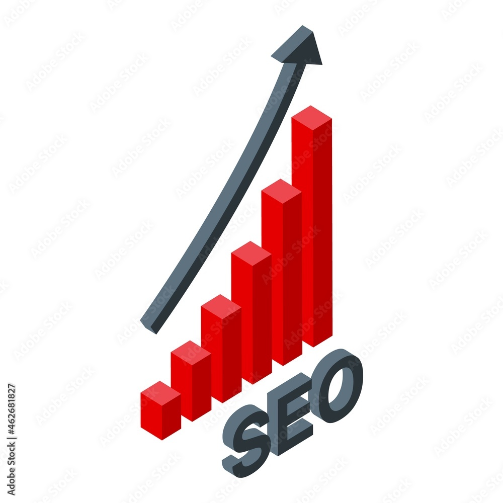 Aufkleber seo graph icon isometric vector. data information. digital engine