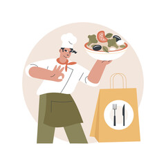 Meal prep service abstract concept vector illustration. Healthy meal prep no-contact delivery, prepared fresh daily, virus free food, social distancing, stay home, chef recipe abstract metaphor.