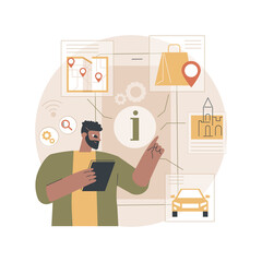 Digital guide abstract concept vector illustration. Mobile guide app, interactive tour, user manual, customer help, brand book, troubleshooting, information distribution abstract metaphor.