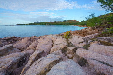 tropical beach at anse lazio on praslin, seychelles