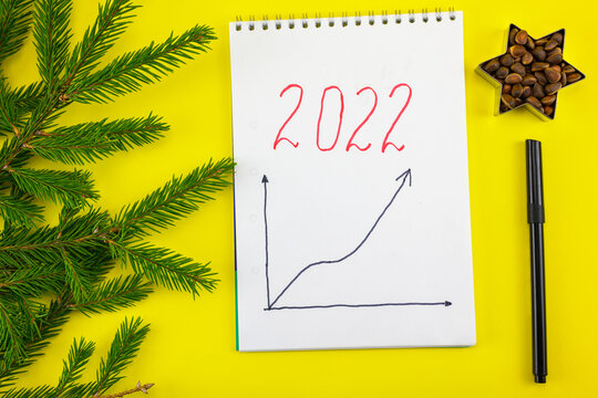 Planning Growth For The New Year 2022 On A Yellow New Year's Background.