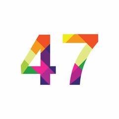 Colorful Number 47 vector design graphic symbol digit rainbow emblem icon graphic emblem