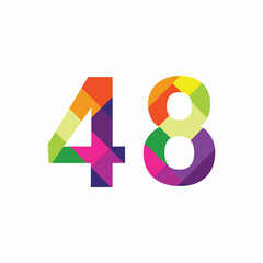 Colorful Number 48 vector design graphic symbol digit rainbow emblem icon graphic emblem