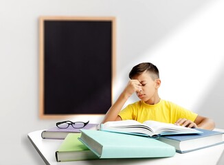 girl student Sitting in the classroom feeling bored with learning.