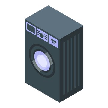 Black Wash Machine Icon Isometric Vector. Laundry Washer. Washing Basket