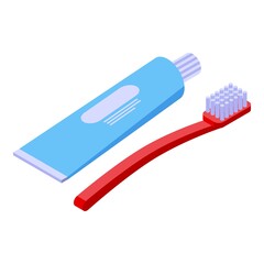 Toothpaste toothbrush icon isometric vector. Tooth brush. Dental tube