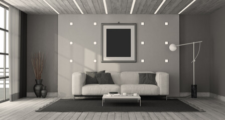 Black and white minimalist living room