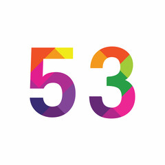 Colorful Number 53 vector design graphic symbol digit rainbow emblem icon graphic emblem