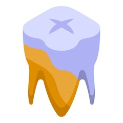 Yellow tooth whitening icon isometric vector. Dental teeth. Dentist care