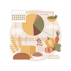 Macrobiotic diet abstract concept vector illustration. Seasonal food, balanced plate, fresh vegetables and whole grains, personal healthy diet, organic nutrition, fresh salad abstract metaphor. - obrazy, fototapety, plakaty