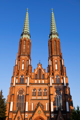 Poland, Masovian Voivodeship, Warsaw, Facade of Cathedral of Saint Michael Archangel and Saint Florian Martyr