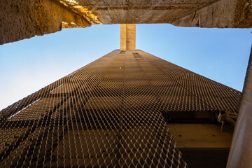 Malta, Valletta,Low angle view of Barrakka Lift with aluminum mesh