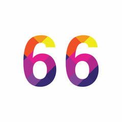 Colorful Number 66 vector design graphic symbol digit rainbow emblem icon graphic emblem