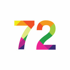 Colorful Number 72 vector design graphic symbol digit rainbow emblem icon graphic emblem