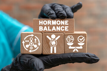 Medicine and science concept of hormone balance control. Hormonal therapy. Hormones innovative treatment. - obrazy, fototapety, plakaty