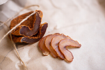 Basturma chicken in craft paper