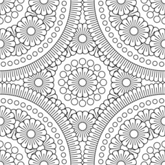 Abstract seamless mandala background. Texture in black and white colors. Oriental pattern for design, fashion print, scrapbooking