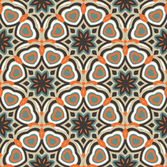Abstract seamless backdrop. Design for prints, textile, decor, fabric. Round colorful endless texture in orange and taupe colors