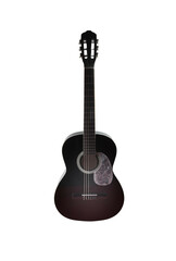 Fototapeta premium Black acoustic guitar on white background