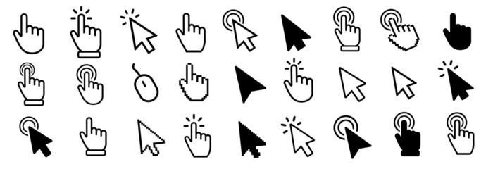 Cursor icon set vector. Mouse arrow pointer. Cursor mouse icon - obrazy, fototapety, plakaty