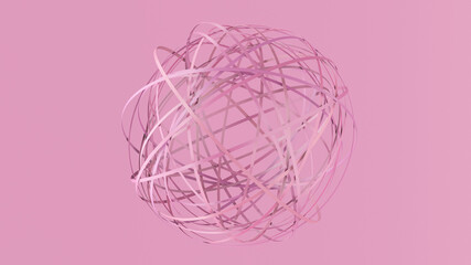 Group of pink circle shapes, abstract sphere. Pink background. 3d render.