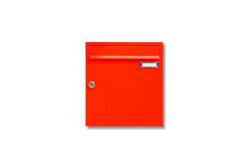 Red mailbox isolated on white background
