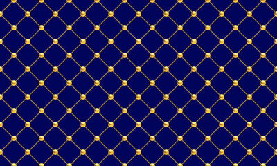 Fototapeta premium Blue luxury background with golden chains and beads. Vector illustration.