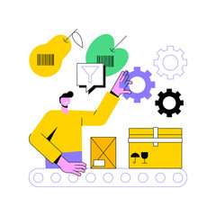 Sortation systems abstract concept vector illustration. Product sortation, conveyor based system, automated sorting process, product identification, logistics order processing abstract metaphor.