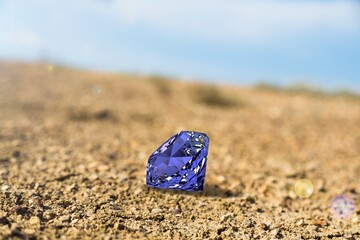 Royal Blue Sapphire crystal clean on the outdoor