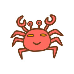 Cute happy crab. Colorful vector isolated illustration hand drawn outline