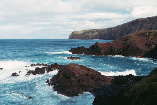 Rocky coastline, Sao Miguel Island, Azores, Portugal