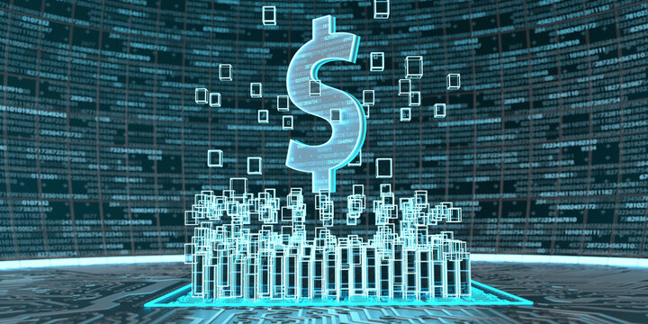 Digital Dollar-Currency, 3D Illustration