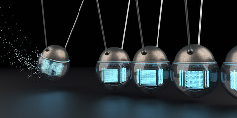 Data swinging in a Newton's cradle