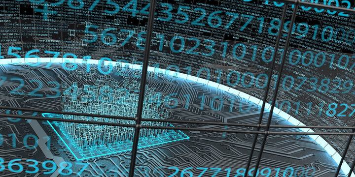 Abstract visualization of blockchain technology, 3d illustration