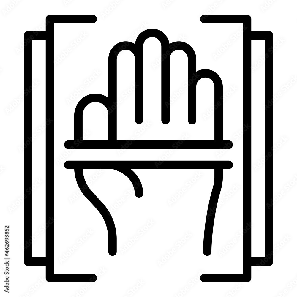 Poster palm scan icon outline vector. fraud theft. secure key