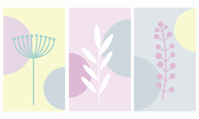 Fototapeta na wymiar Vector set of packaging, floral design templates with copy space for text for cosmetics, beauty products, organic and healthy food.