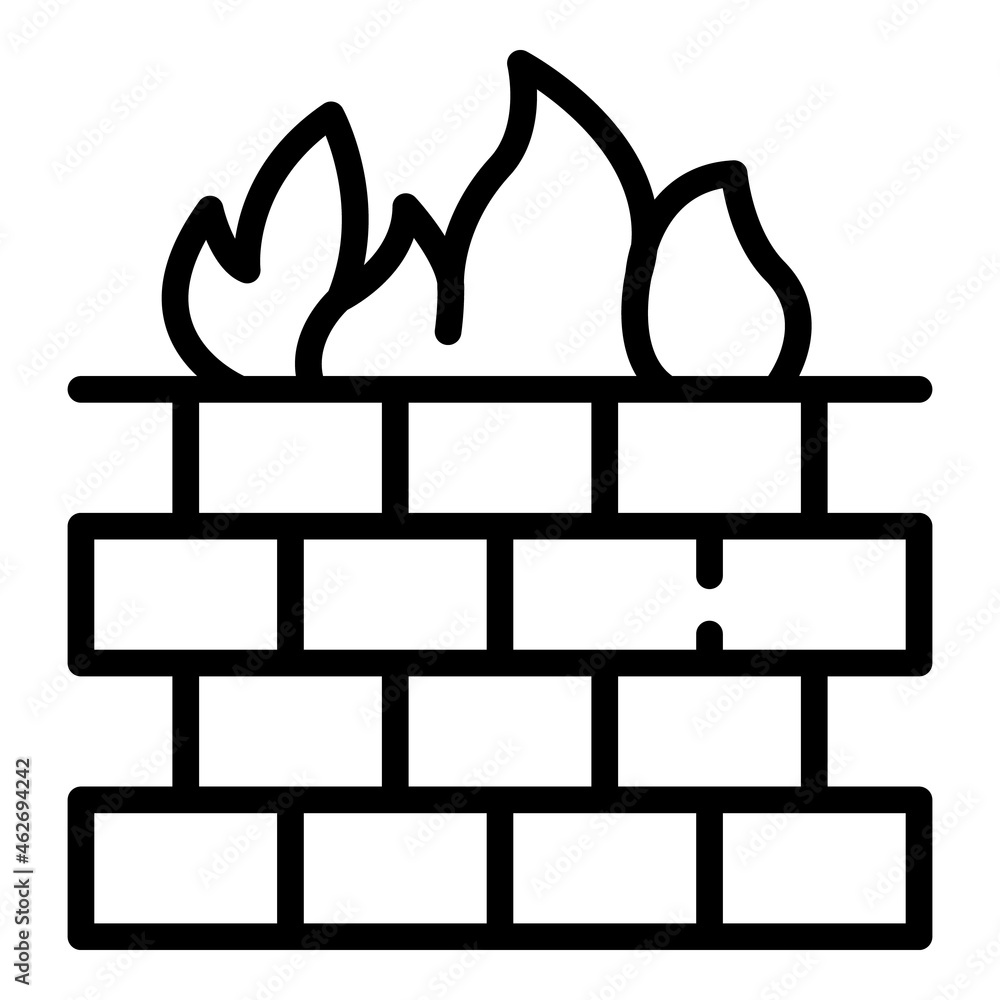 Poster firewall cyber icon outline vector. stop fraud. secure key
