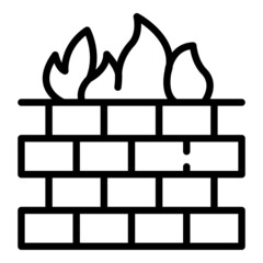 Firewall cyber icon outline vector. Stop fraud. Secure key