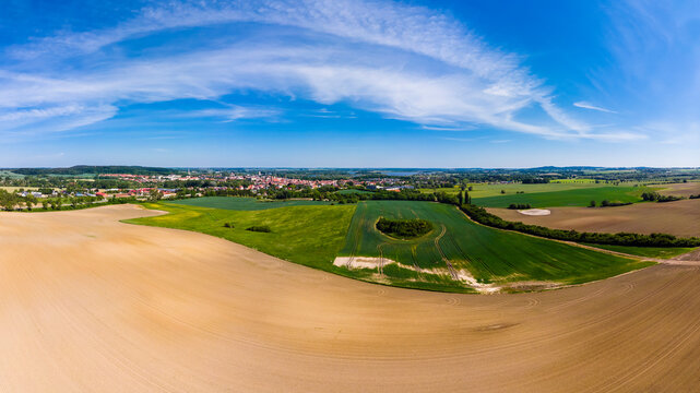 Germany, Mecklenburg-Western Pomerania, Teterow, Aerial view of fields